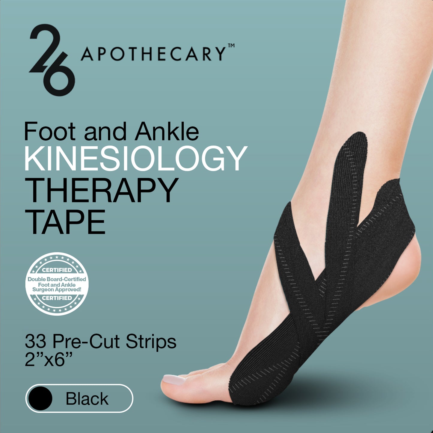 Therapy Tape roll in black color on a neutral background, showcasing adhesive application