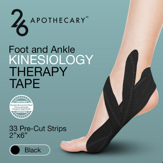 Therapy Tape roll in black color on a neutral background, showcasing adhesive application