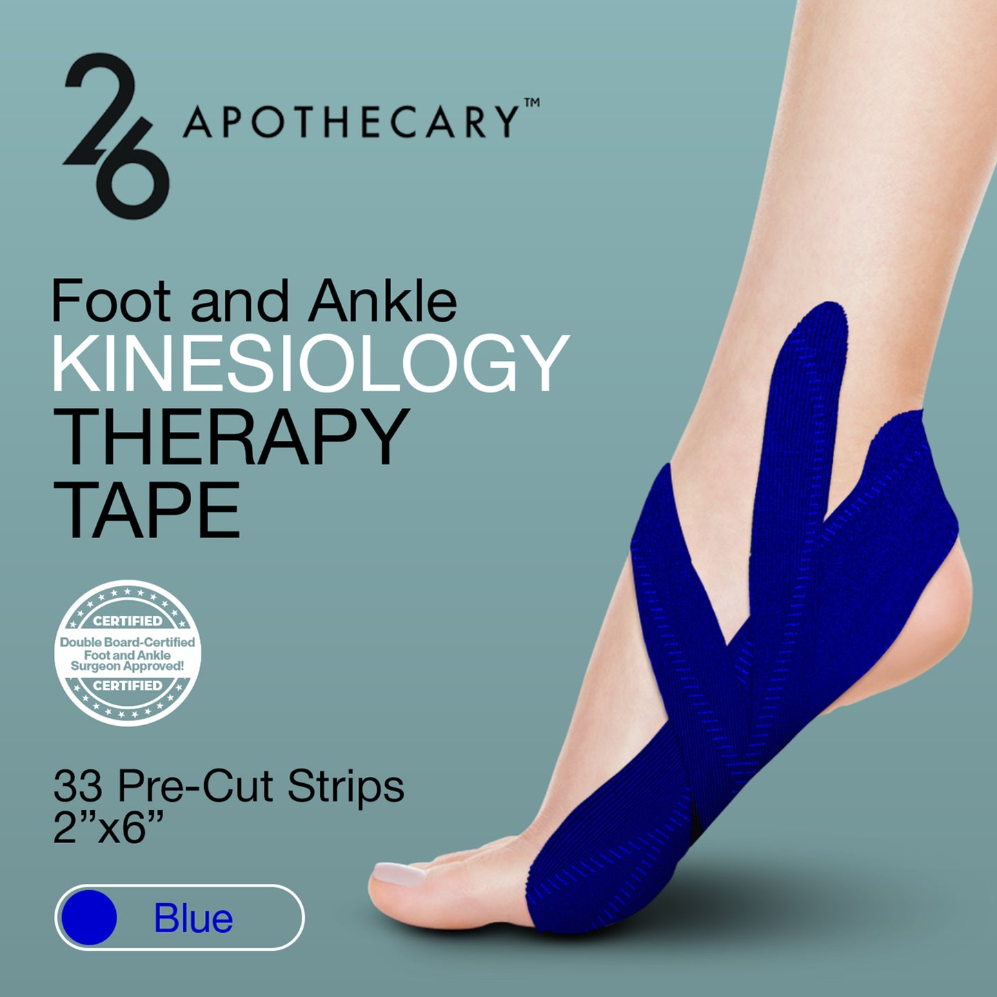 Therapy Tape roll in blue color on a neutral background, showcasing adhesive application