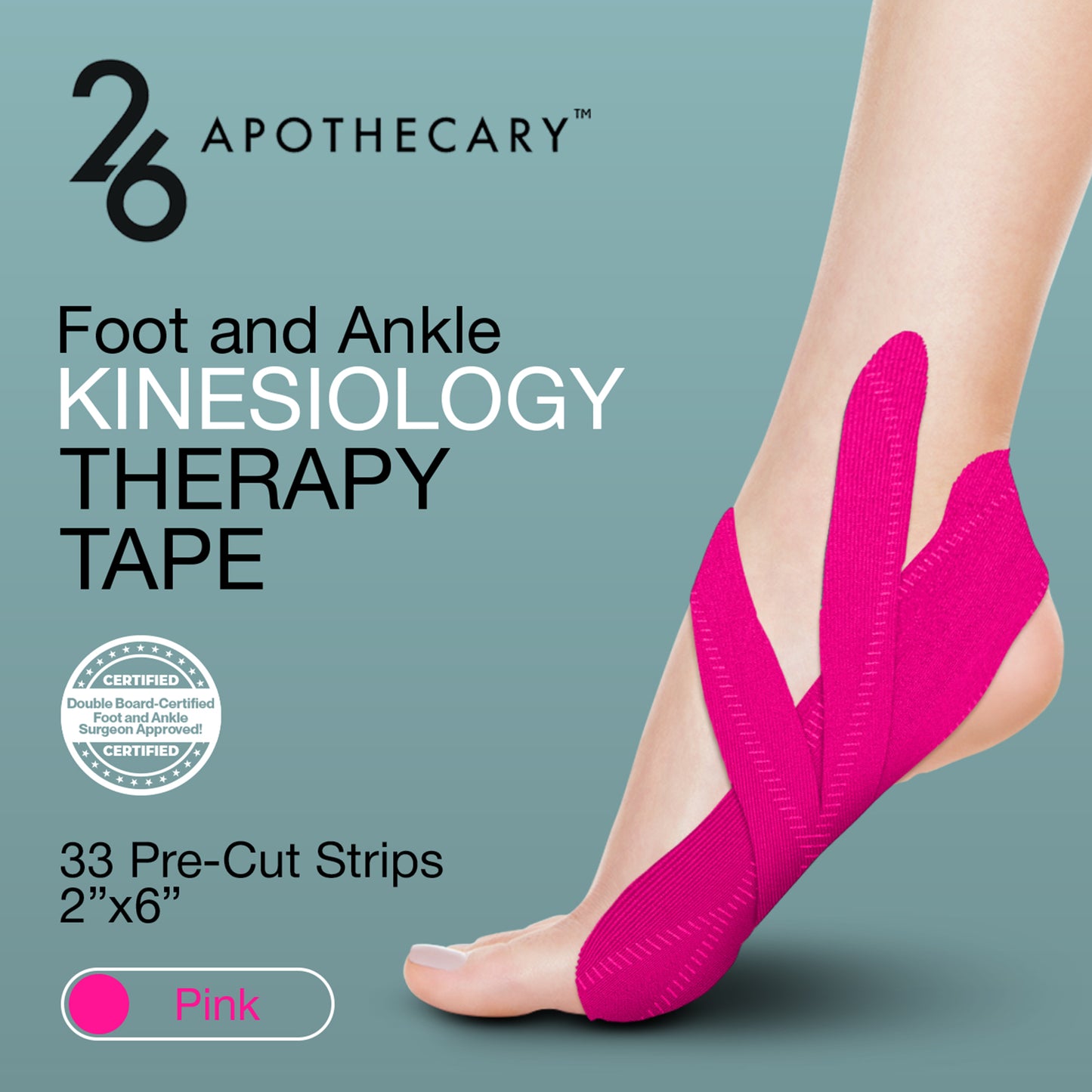 Therapy Tape roll in pink color on a neutral background, showcasing adhesive application