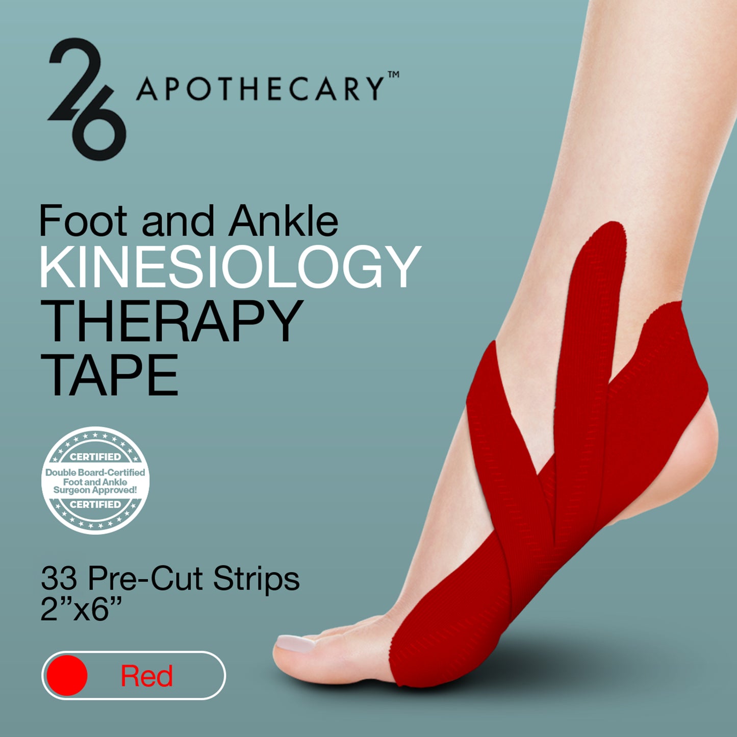 Therapy Tape roll in red color on a neutral background, showcasing adhesive application