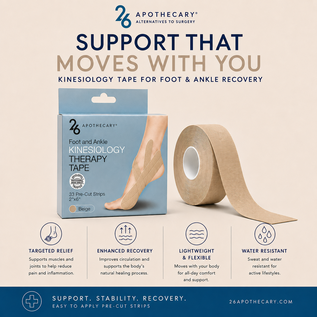 Foot and Ankle Kinesiology Therapy Tape