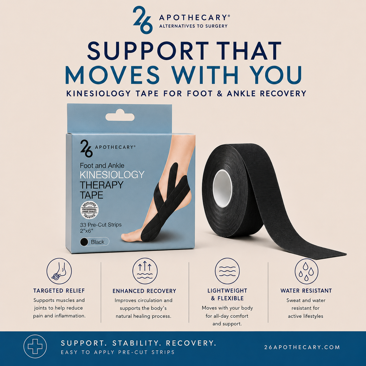 Foot and Ankle Kinesiology Therapy Tape