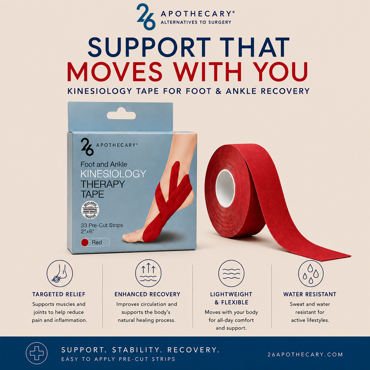Foot and Ankle Kinesiology Therapy Tape