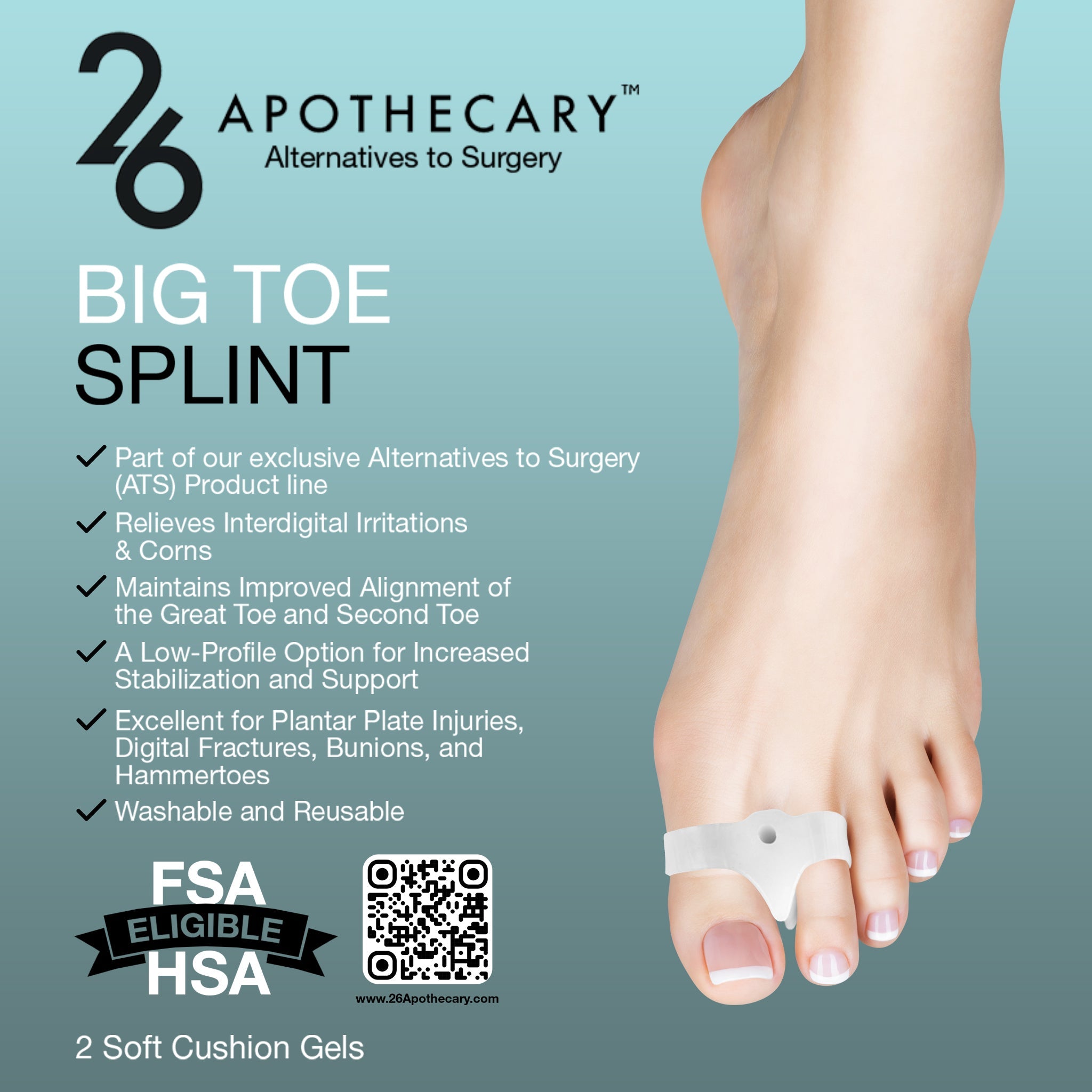 Big Toe Splint for Plantar Plate Injuries & Bunion Support – 26Apothecary