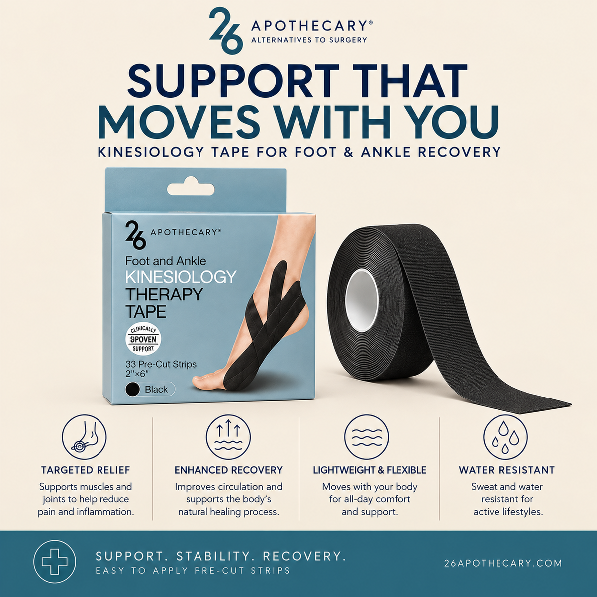 Foot and Ankle Kinesiology Therapy Tape