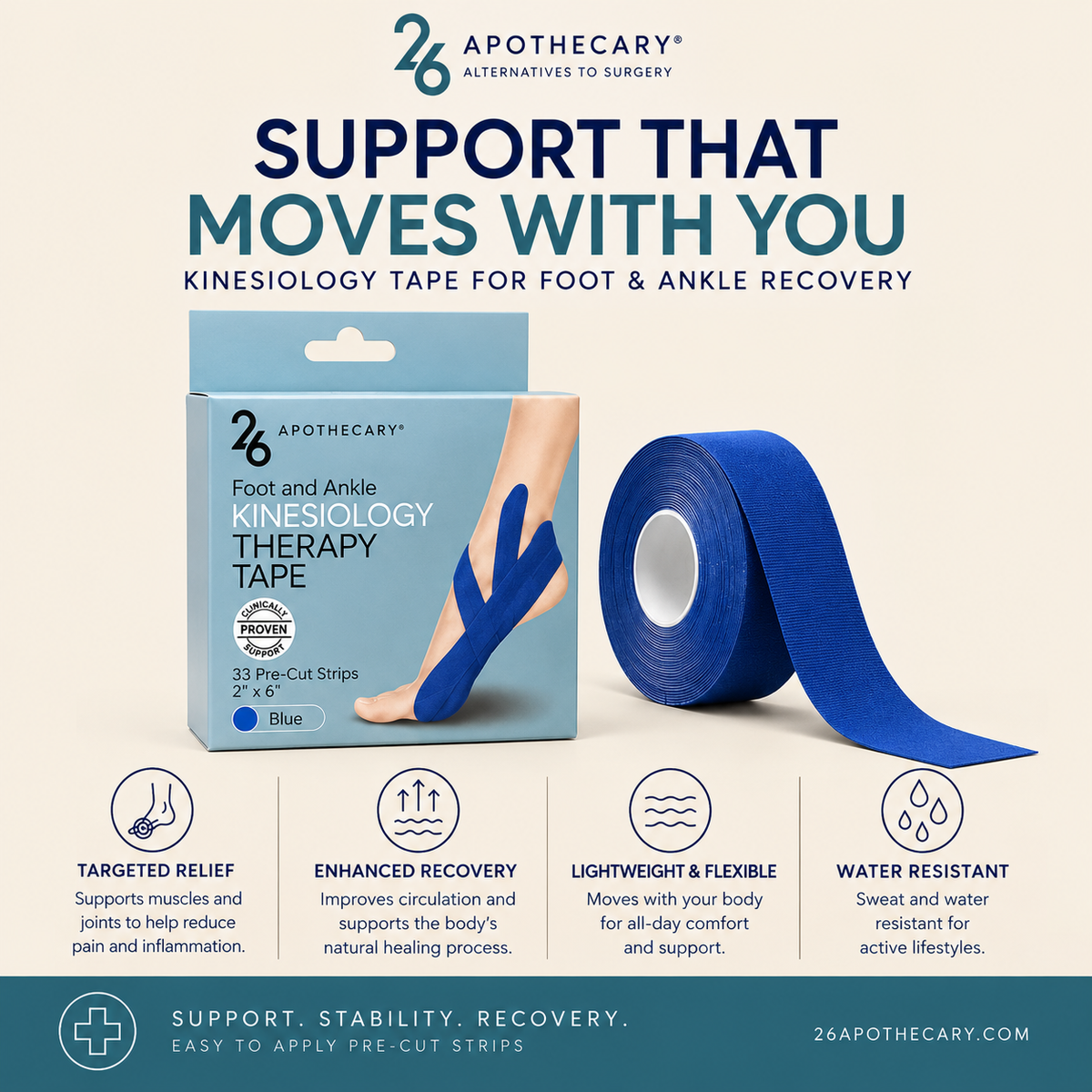 Foot and Ankle Kinesiology Therapy Tape