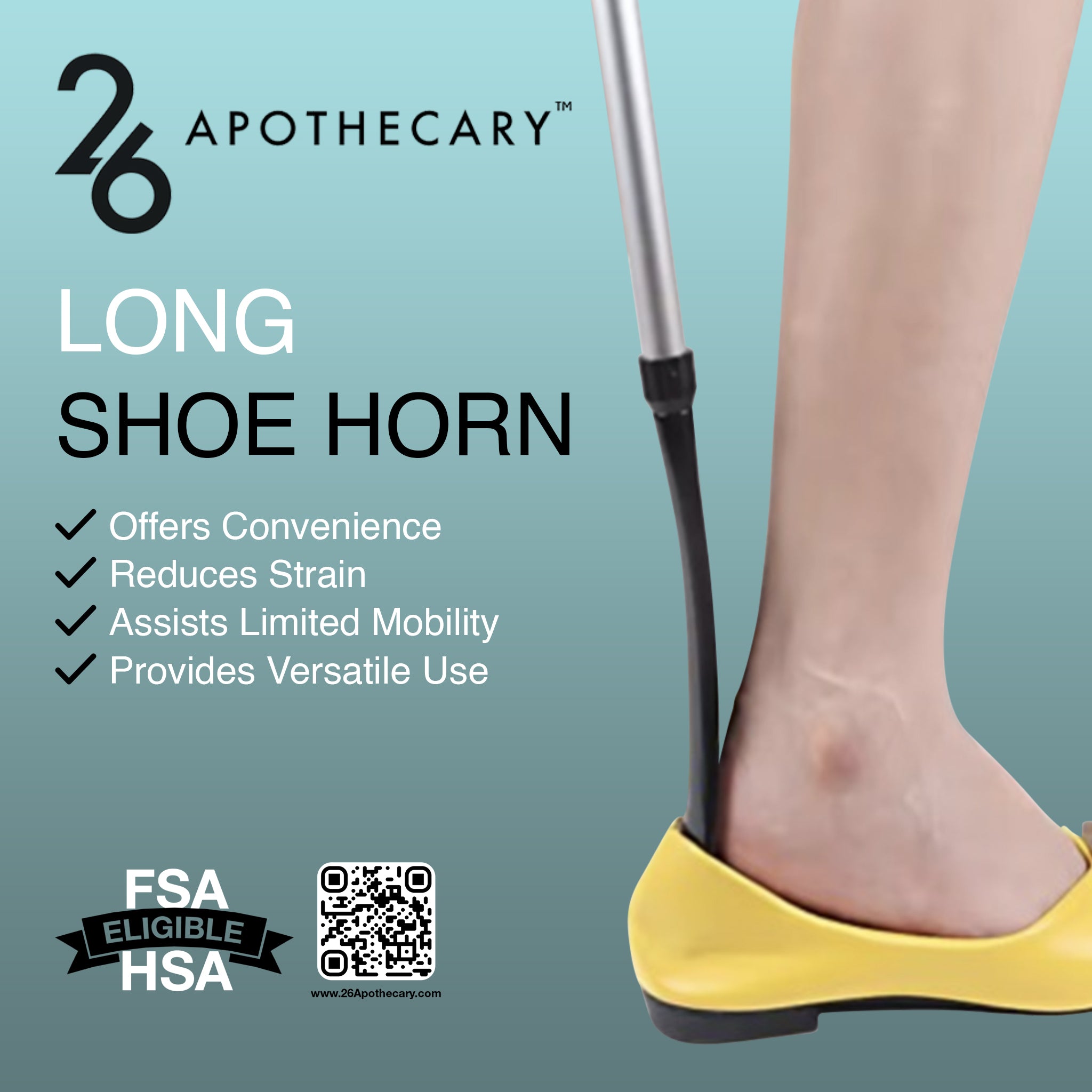 long shoe horn for foot comfort support and pain relief