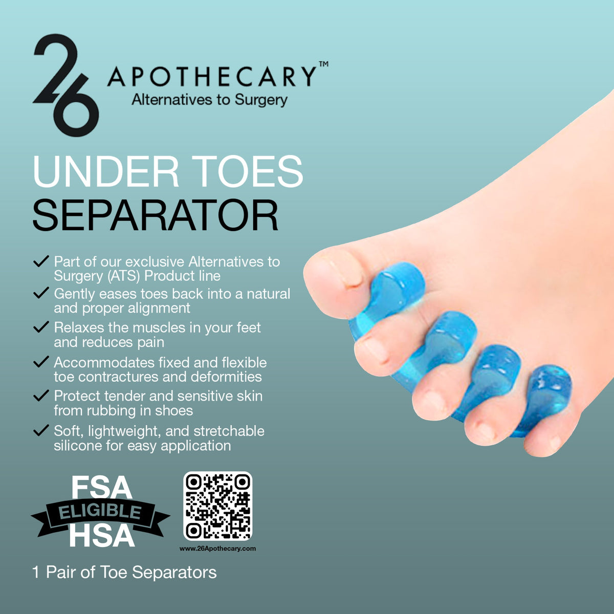 under toes: separator for foot comfort support and pain relief